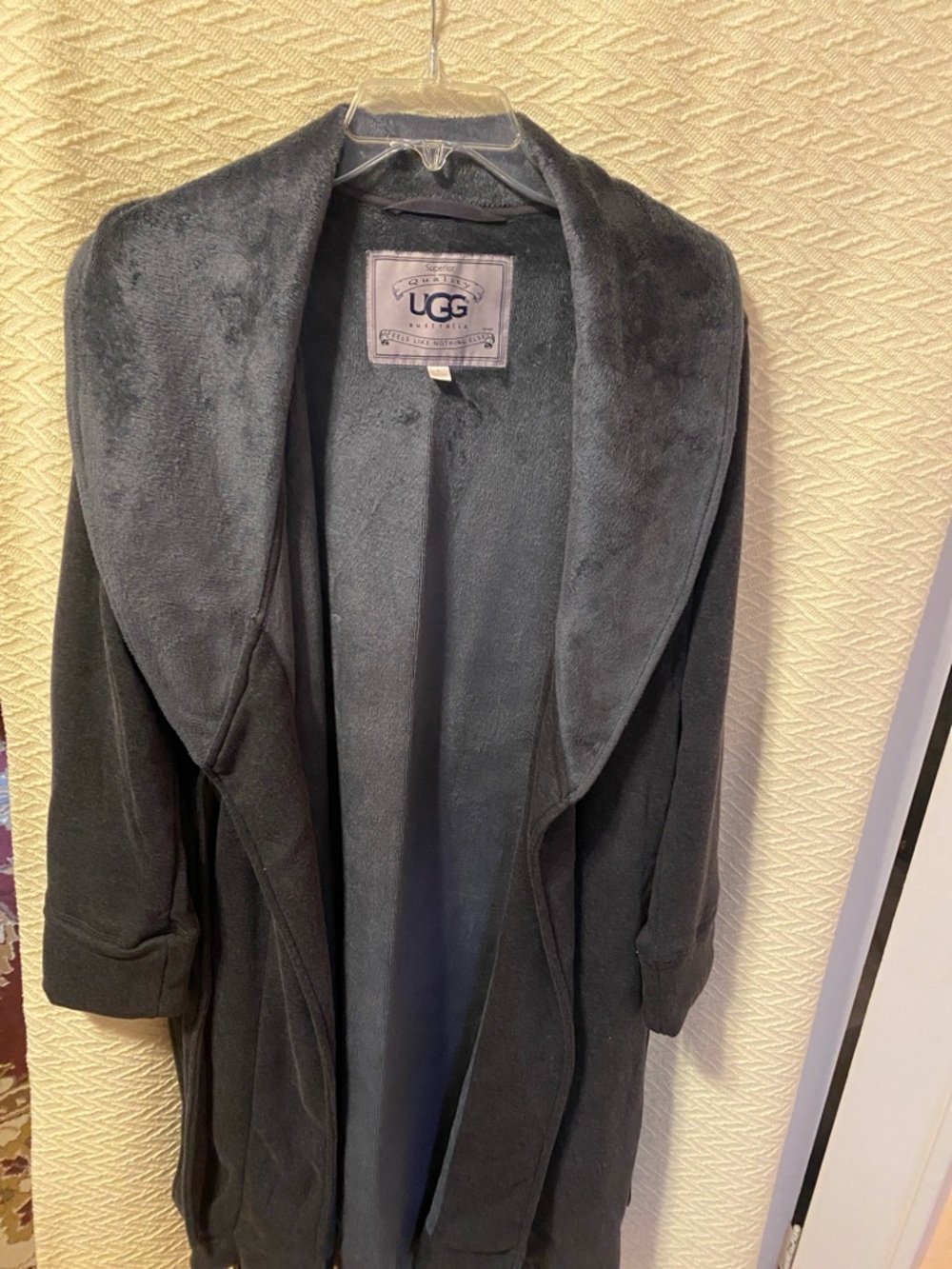 UGG Women's Charcoal Plush Shawl Collar Robe